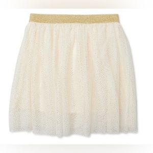 NEW Girls XL Mesh Tutu Skirt Cream & Gold NWT Holiday Time